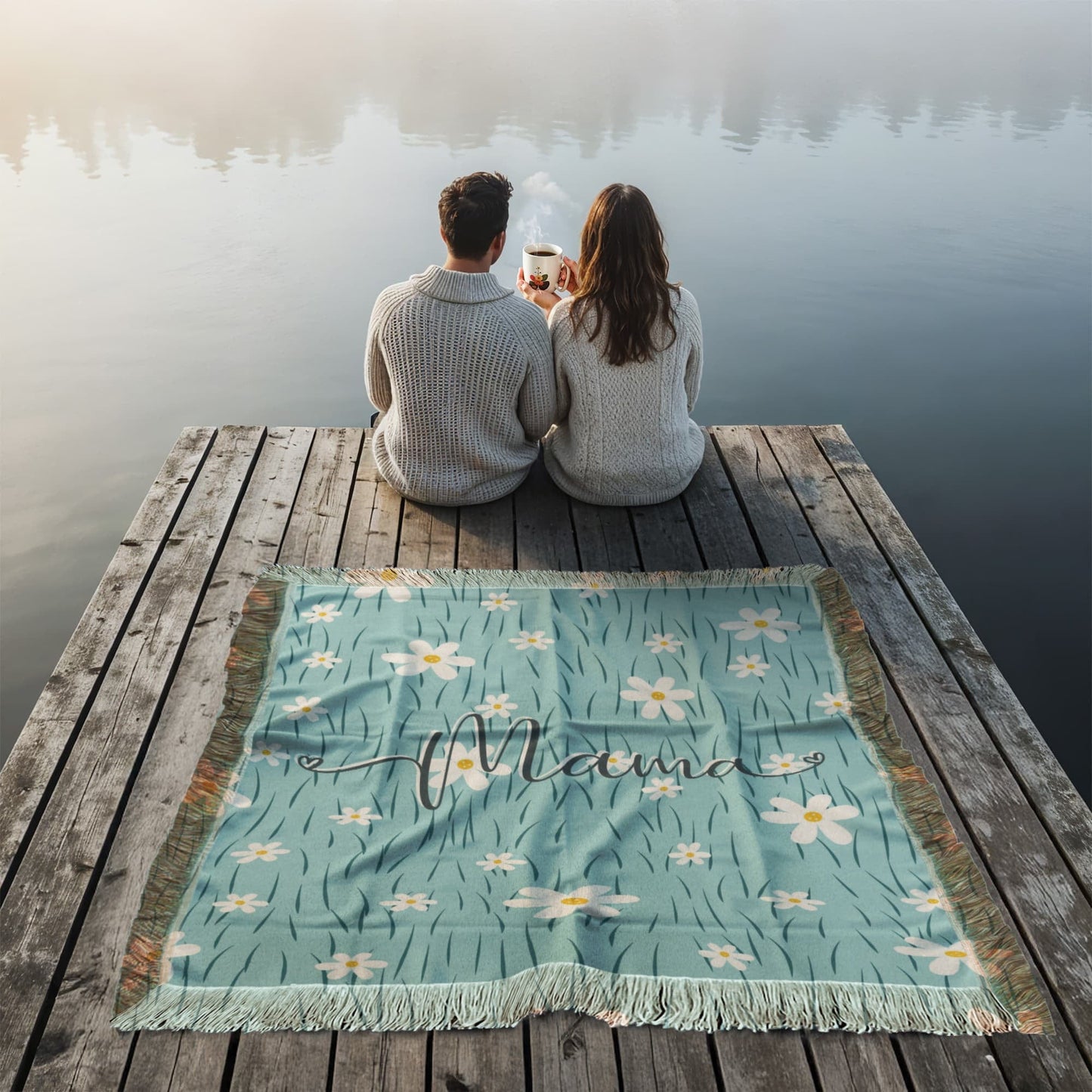 Daisy Flower Mama Woven Blanket