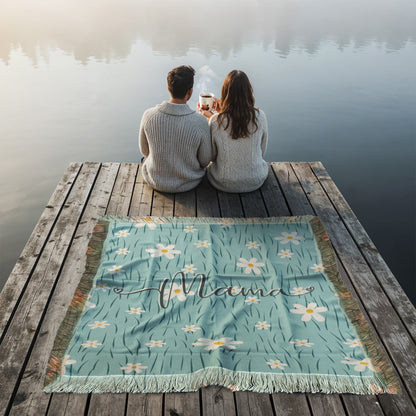 Daisy Flower Mama Woven Blanket