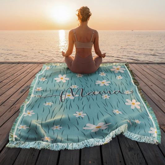 Daisy Flower Mama Woven Blanket