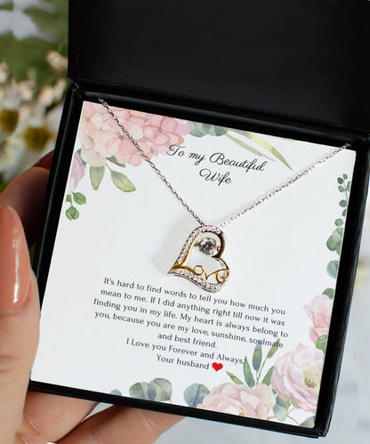 Wife heart necklace from husband, wife gift from wife, beautiful wife, anniversary gift, wife card, jewelry for wife, birthday gift,