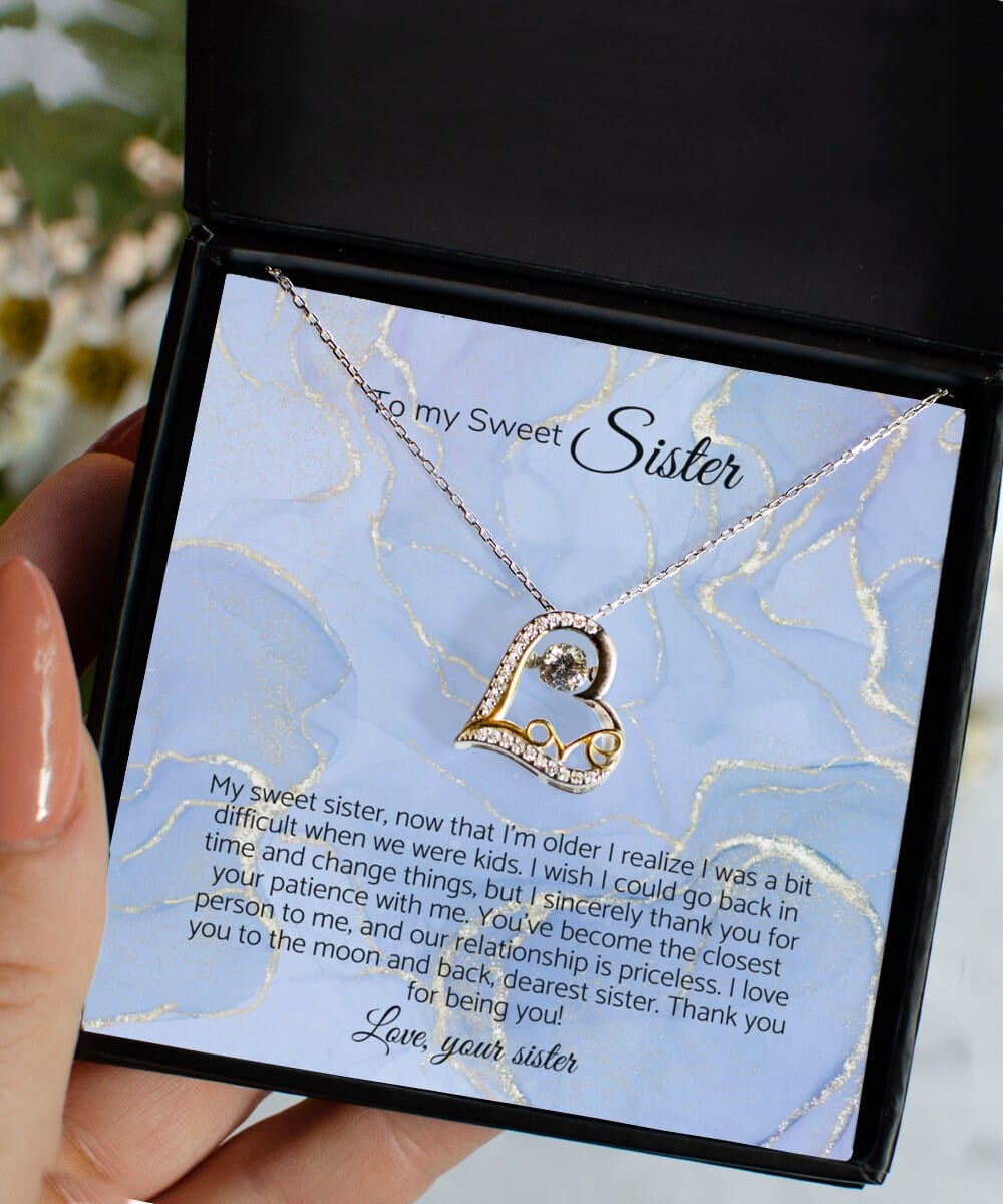 Gift for Sister, Sister to Sister, Jewelry for Her,  Heart Necklace for Sister, Sis Gift, Sweet Sister, Anniversary Gift, Happy Mother's Day