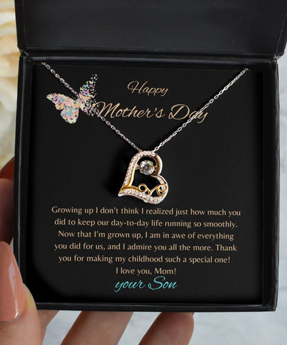 Happy mother's day gift from son, heart necklace gift for mom, gold heart necklace for mother, mother's day card, birthday gift