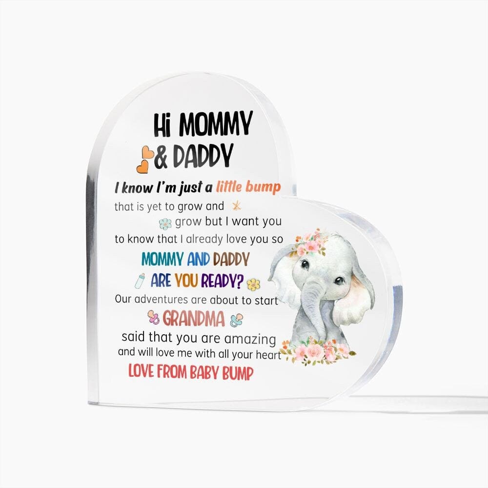 Acrylic Heart Plaque From Little bump to Mommy & Daddy, Expecting Mom Dad Grandma Gift From Baby Bump, Happy 1st Father's Day, Parents gift