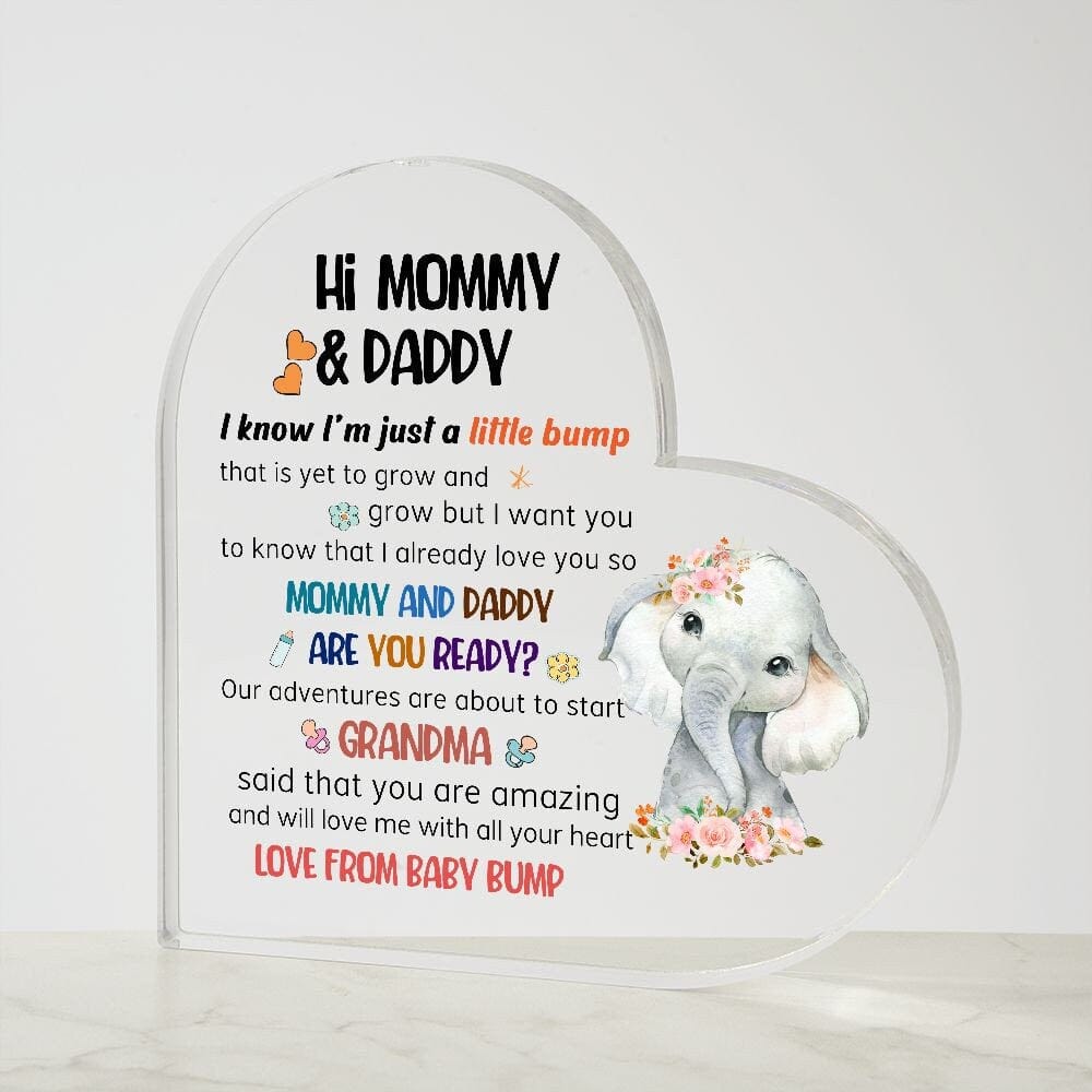 Acrylic Heart Plaque From Little bump to Mommy & Daddy, Expecting Mom Dad Grandma Gift From Baby Bump, Happy 1st Father's Day, Parents gift