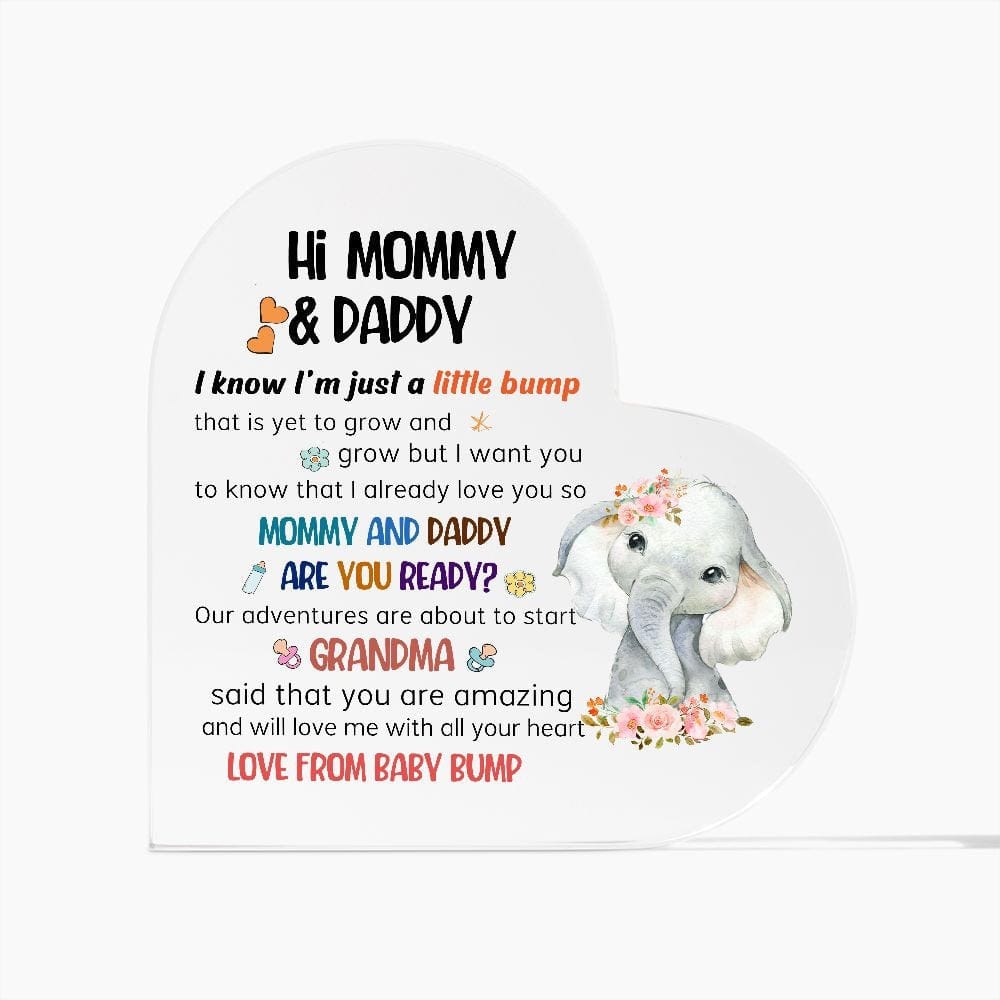 Acrylic Heart Plaque From Little bump to Mommy & Daddy, Expecting Mom Dad Grandma Gift From Baby Bump, Happy 1st Father's Day, Parents gift