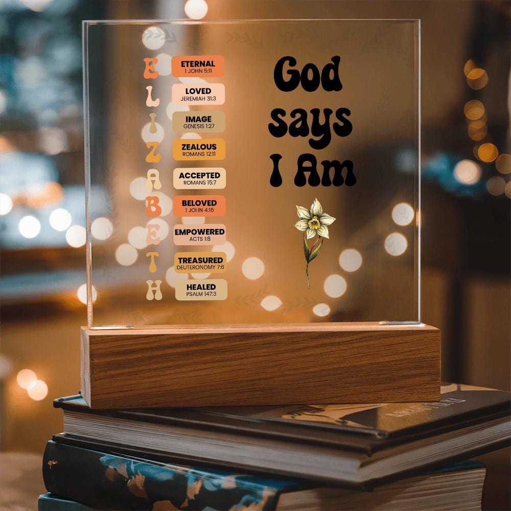 God Says I Am Personalized Christian Prayer Everyday Acrylic Plaque Gifts For Her Home Decor Light Bible Verse Affirmation For Birthday