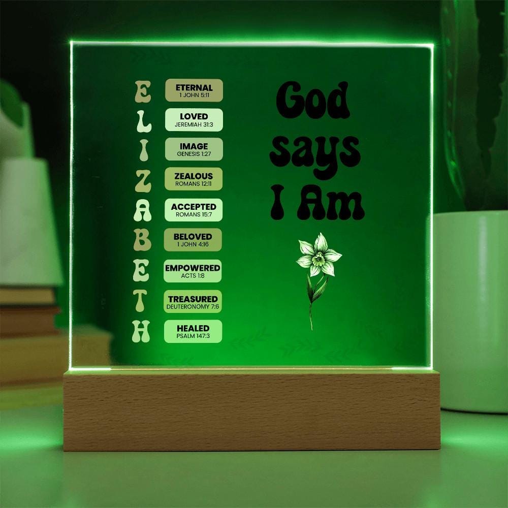 God Says I Am Personalized Christian Prayer Everyday Acrylic Plaque Gifts For Her Home Decor Light Bible Verse Affirmation For Birthday