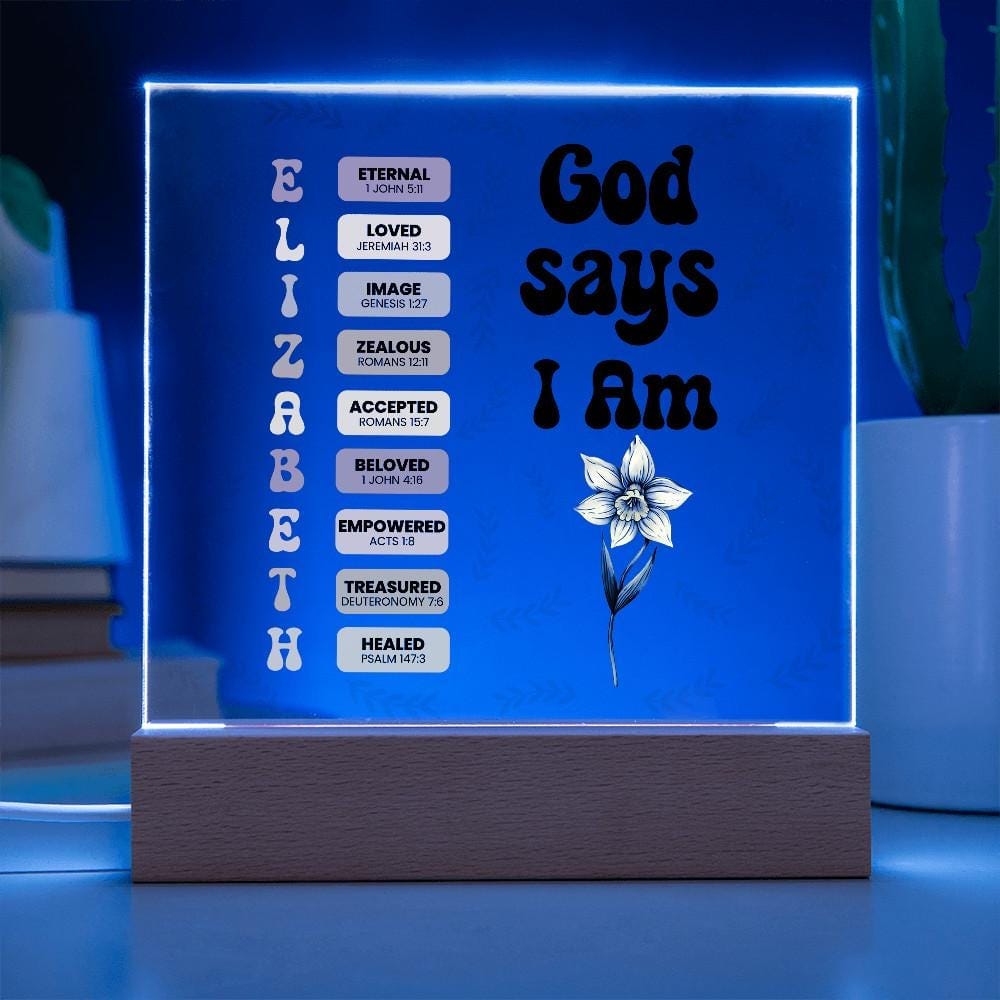 God Says I Am Personalized Christian Prayer Everyday Acrylic Plaque Gifts For Her Home Decor Light Bible Verse Affirmation For Birthday