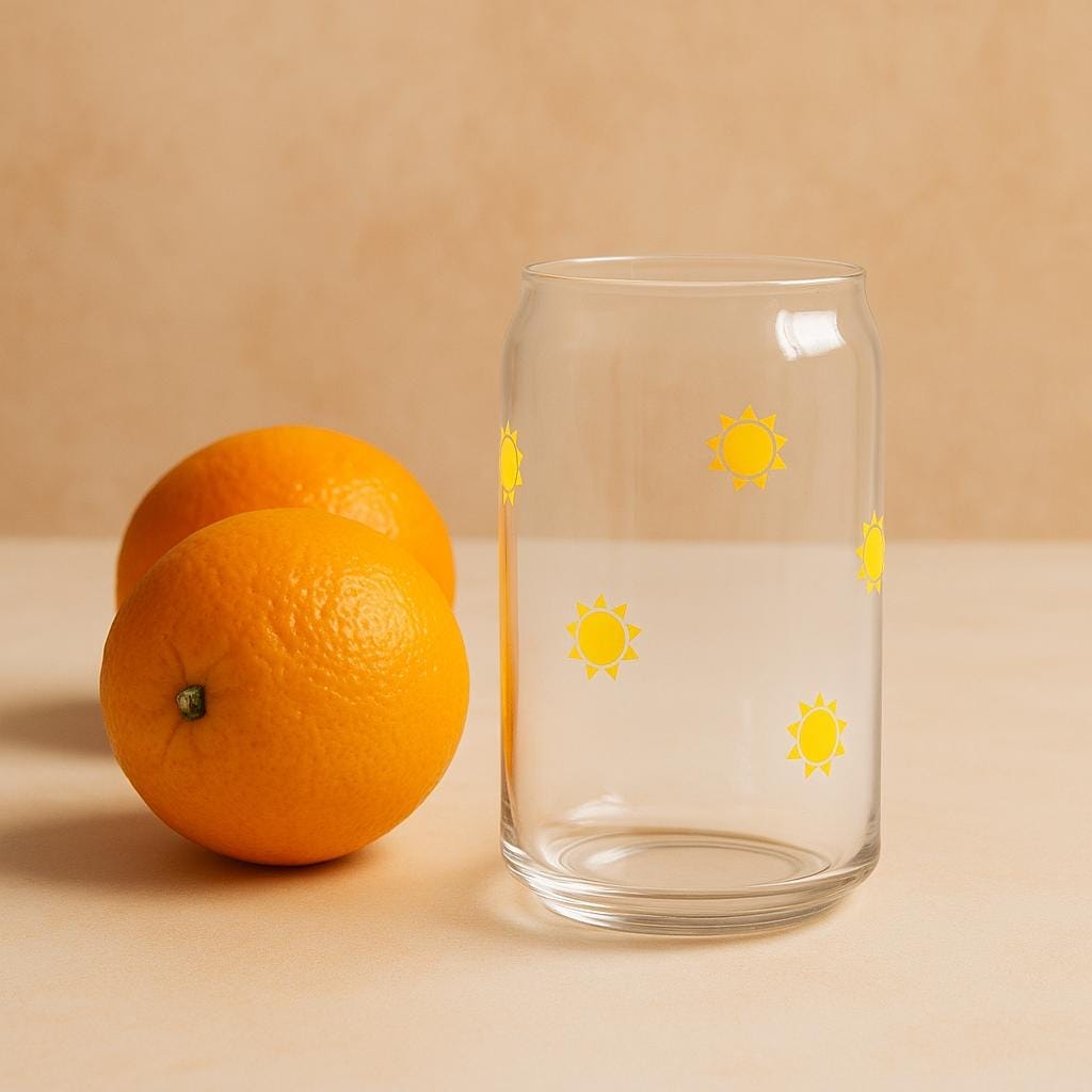 Reusable Glass Tumbler with Bamboo Top Design Metal Straw Collection Summer Beach Essential Hot Cold Drink Storage Travel Friendly for Coffee Tea Picnic Party Fruit Pattern Details Sustainable Living Choice Perfect Eco Friendly Companion