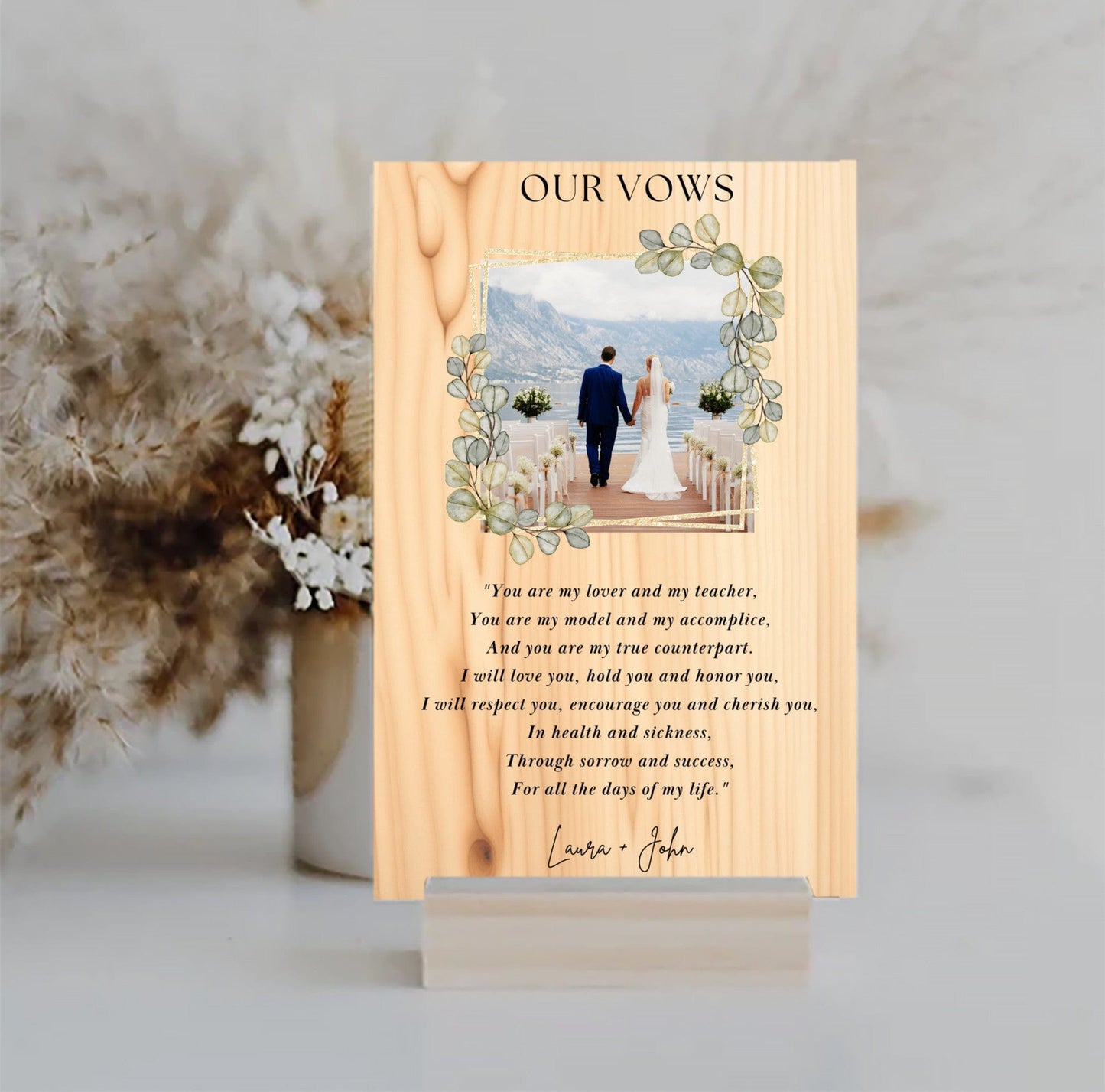 Personalized Wedding Vows MDF Sign Gift