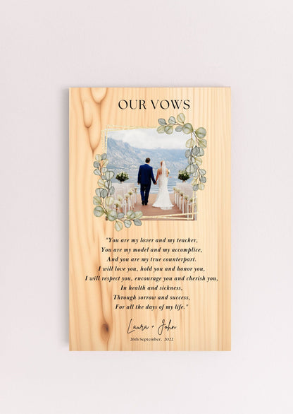 Personalized Wedding Vows MDF Sign Gift