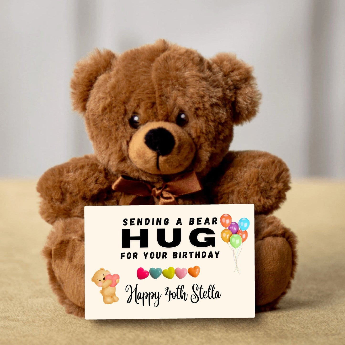 Teddy Bear 40th birthday Message Card Gift