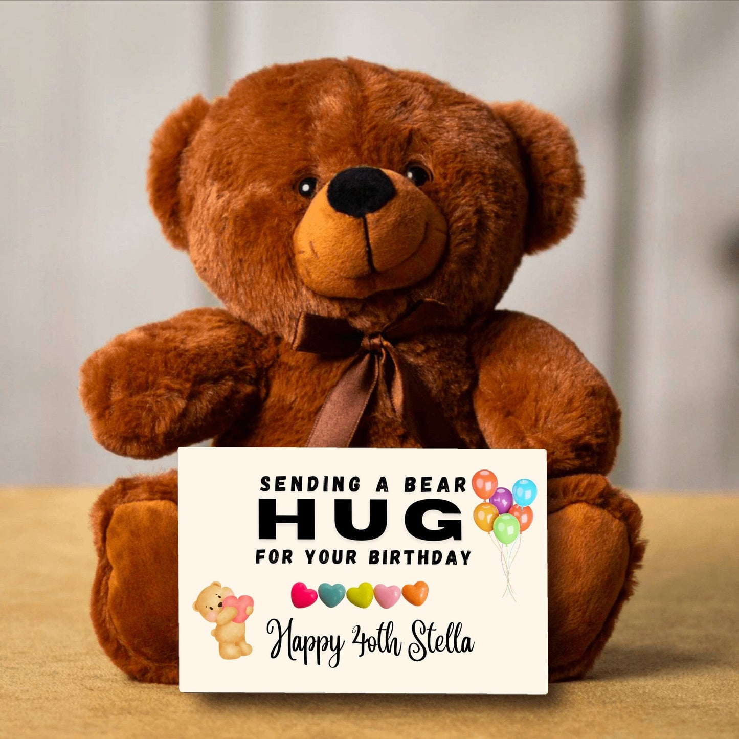 Teddy Bear 40th birthday Message Card Gift