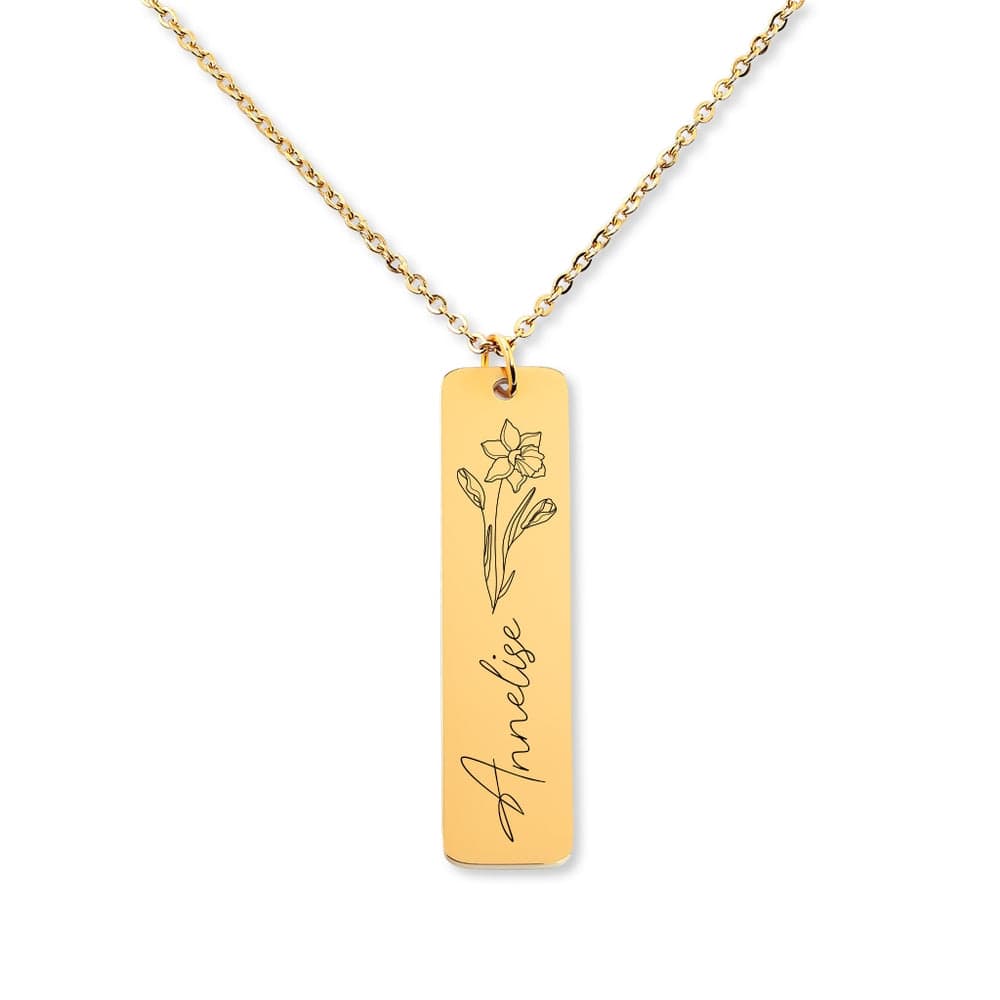 Name & Birth flower Necklace, Women Personalized Unique Jewelry Name March April Birthday Gift for Mom Sister Friends Daughter