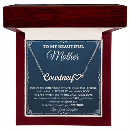 Personalized Heart Name Necklace - To My Beautiful Mother