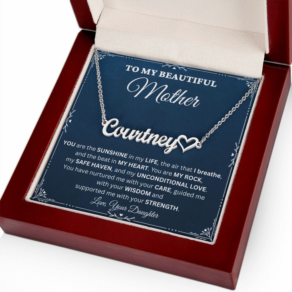 Personalized Heart Name Necklace - To My Beautiful Mother