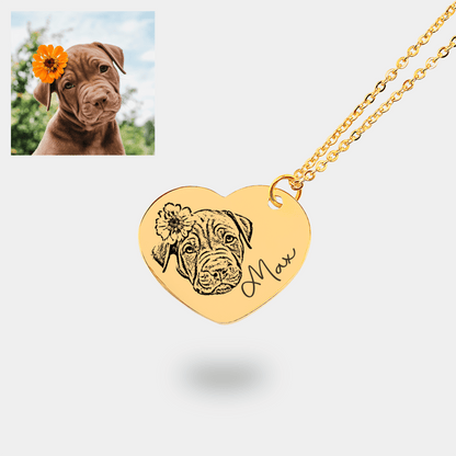 Pet Portrait Heart Necklace