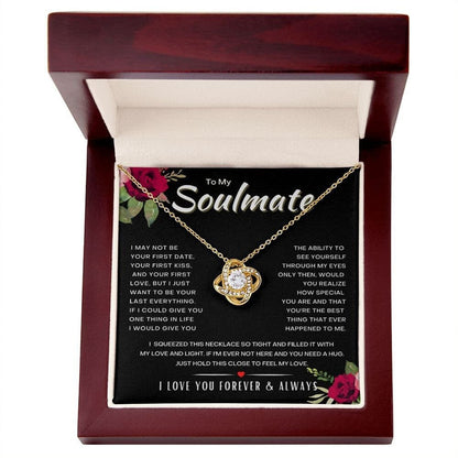 To My Soulmate, Valentine Gift From Husband, Heart Knot Necklace For Wife, Birthday Valentine Gift For Her, Jewelry Message card