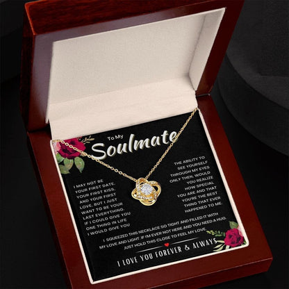 To My Soulmate, Valentine Gift From Husband, Heart Knot Necklace For Wife, Birthday Valentine Gift For Her, Jewelry Message card
