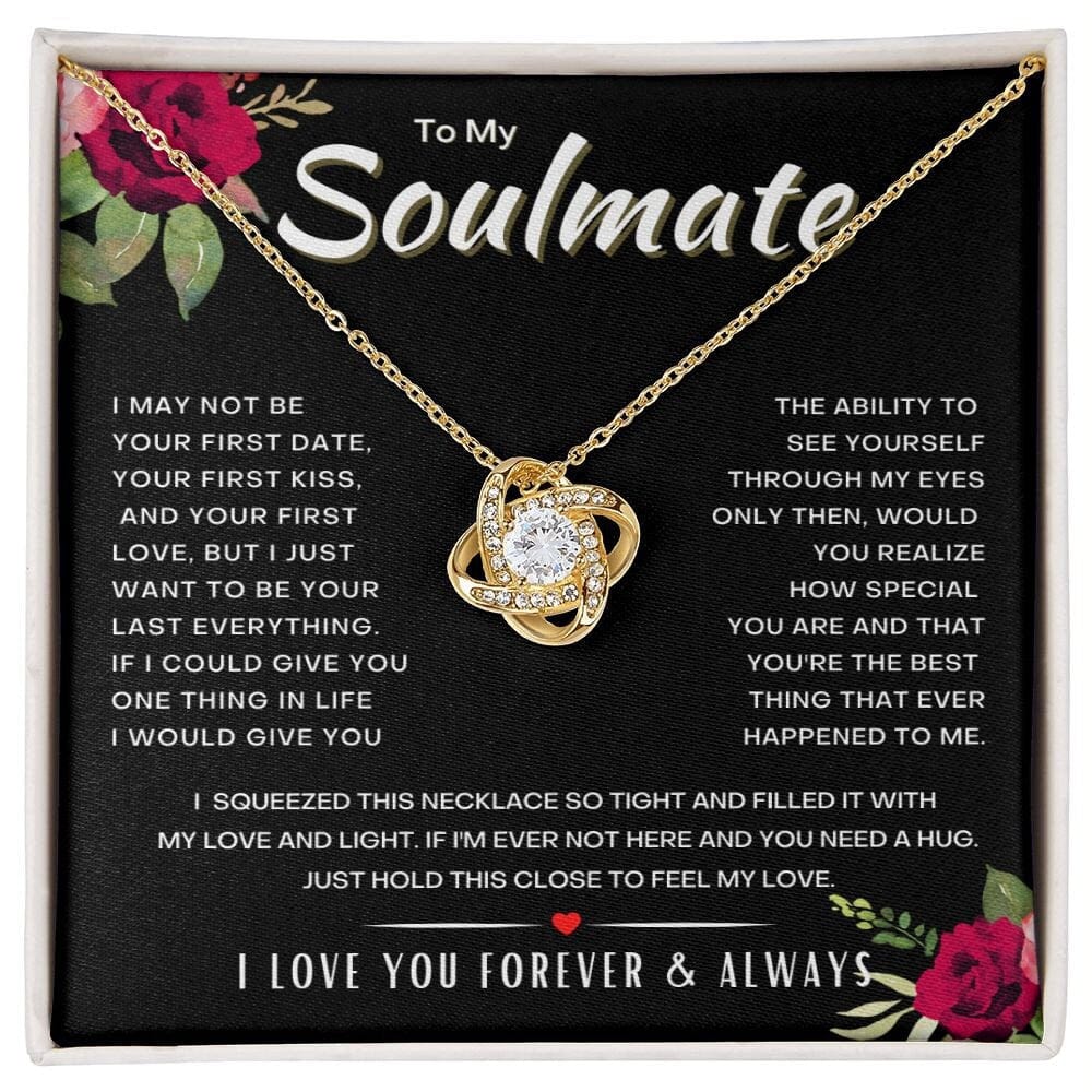 To My Soulmate, Valentine Gift From Husband, Heart Knot Necklace For Wife, Birthday Valentine Gift For Her, Jewelry Message card