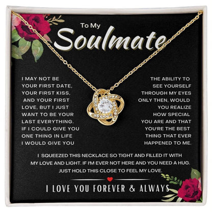 To My Soulmate, Valentine Gift From Husband, Heart Knot Necklace For Wife, Birthday Valentine Gift For Her, Jewelry Message card