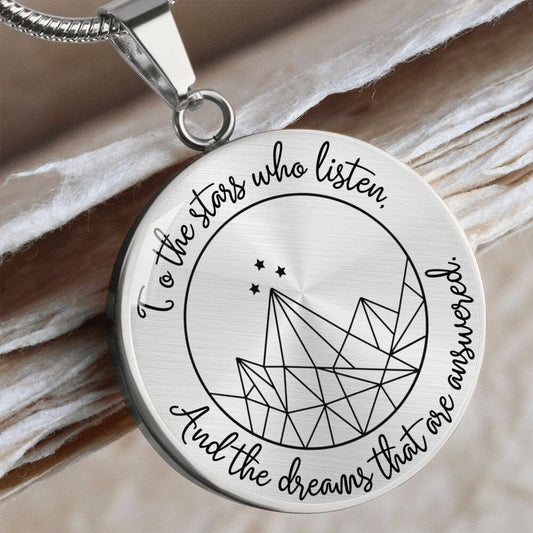 To the Stars Who Listen Necklace, Custom Engraving Acotar Gift, Sarah J Maas Necklace, Velaris City of Starlight, Jewelry Message Card