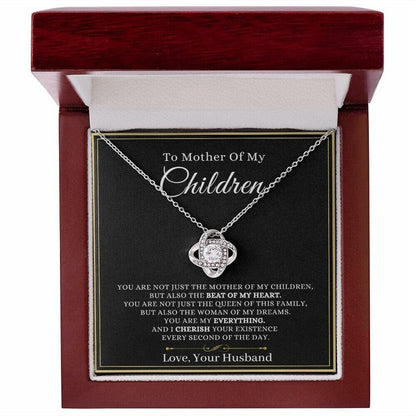 To Mother Of My Children, Mother's Day Gift From Husband, Heart Knot Necklace For Wife