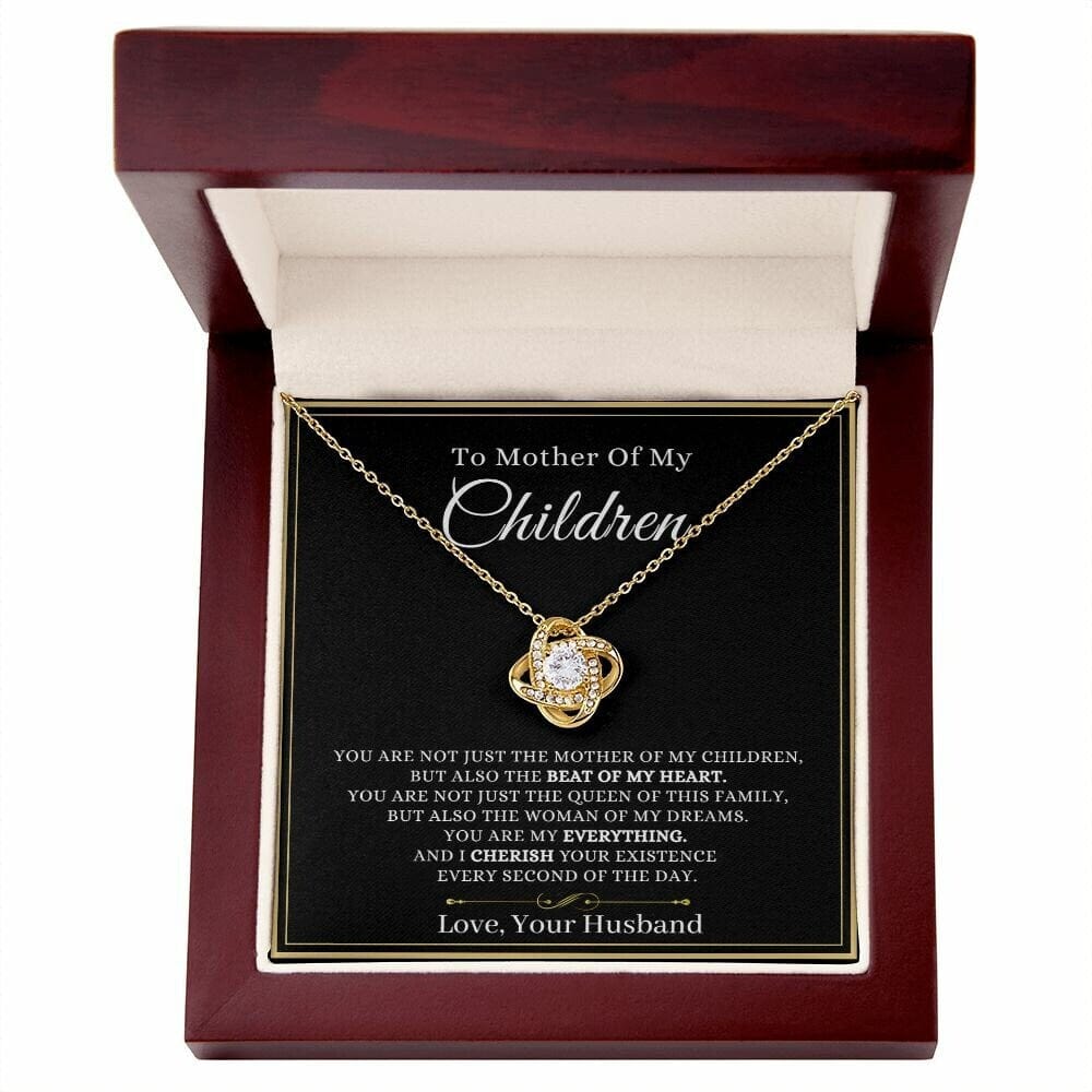 To Mother Of My Children, Mother's Day Gift From Husband, Heart Knot Necklace For Wife