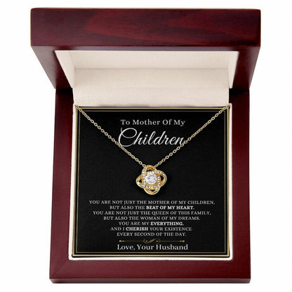 To Mother Of My Children, Mother's Day Gift From Husband, Heart Knot Necklace For Wife