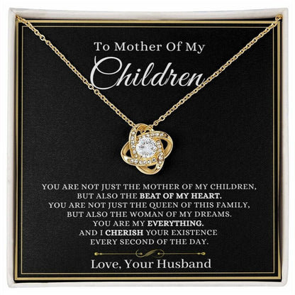 To Mother Of My Children, Mother's Day Gift From Husband, Heart Knot Necklace For Wife