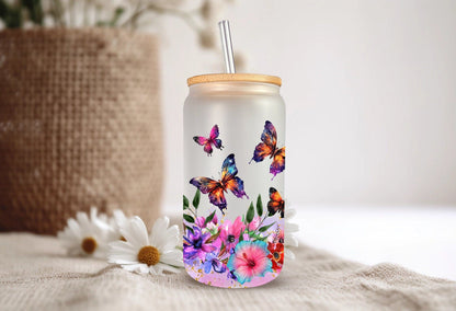 Motivational & Daily Affirmation 16oz Tumbler For Friend, Bravery And Strength Gift For Besties, Flower Girl With Butterfly Birthday Tumbler