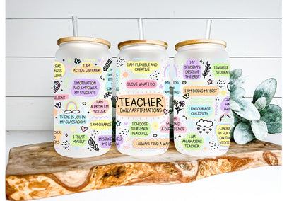 Motivational & Daily Affirmation 16oz Tumbler For Teacher From Student, Gift For Teacher Assistant Friend, Back To School Positive Gift