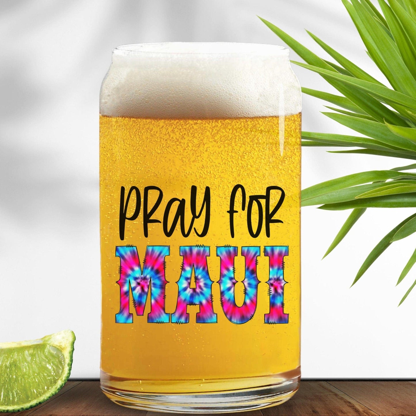 Pray For Maui 16oz Frosted Glass Tumbler, Maui Hawaii Wildfire Relief, Humanitarian Gift For Cause, Support for Hawaii Fire Victims