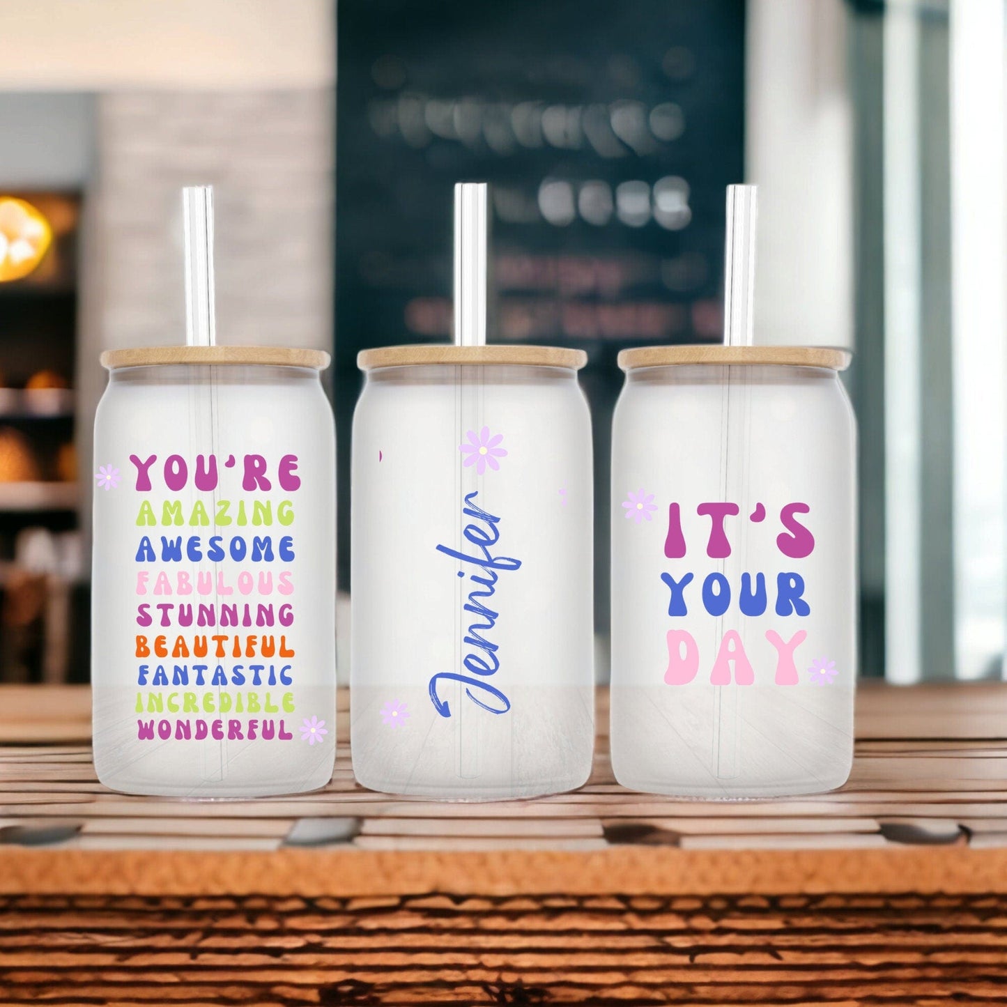 Custom Name Motivational Positive  16oz Tumbler Gift For Friend Besties, Birthday Iced Coffee Can Beer For Her, Warrior Cancer Women Tumbler