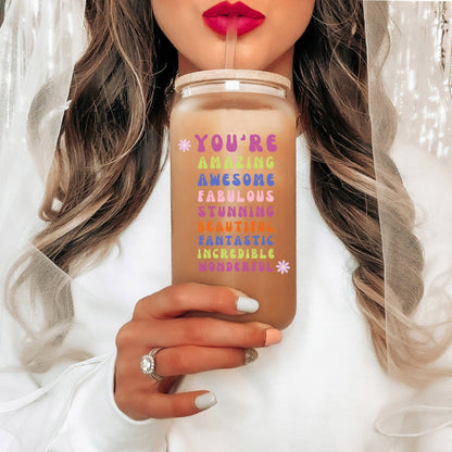 Custom Name Motivational Positive  16oz Tumbler Gift For Friend Besties, Birthday Iced Coffee Can Beer For Her, Warrior Cancer Women Tumbler