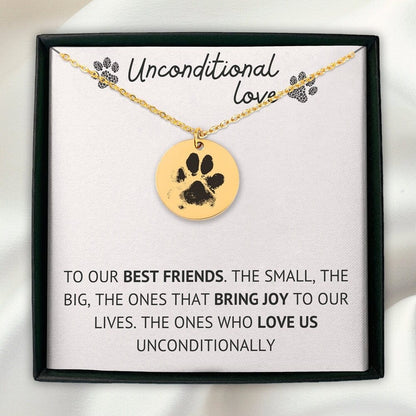 Personalized Paw Print Pets Necklace, Best Friend Dog Mom Engraving Necklace Handmade JewelrySympathy Pet Loss Memorial Jewelry Message Card