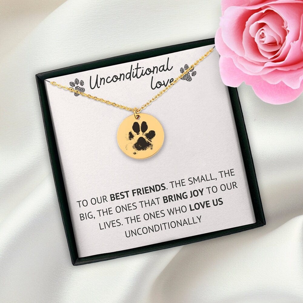 Personalized Paw Print Pets Necklace, Best Friend Dog Mom Engraving Necklace Handmade JewelrySympathy Pet Loss Memorial Jewelry Message Card