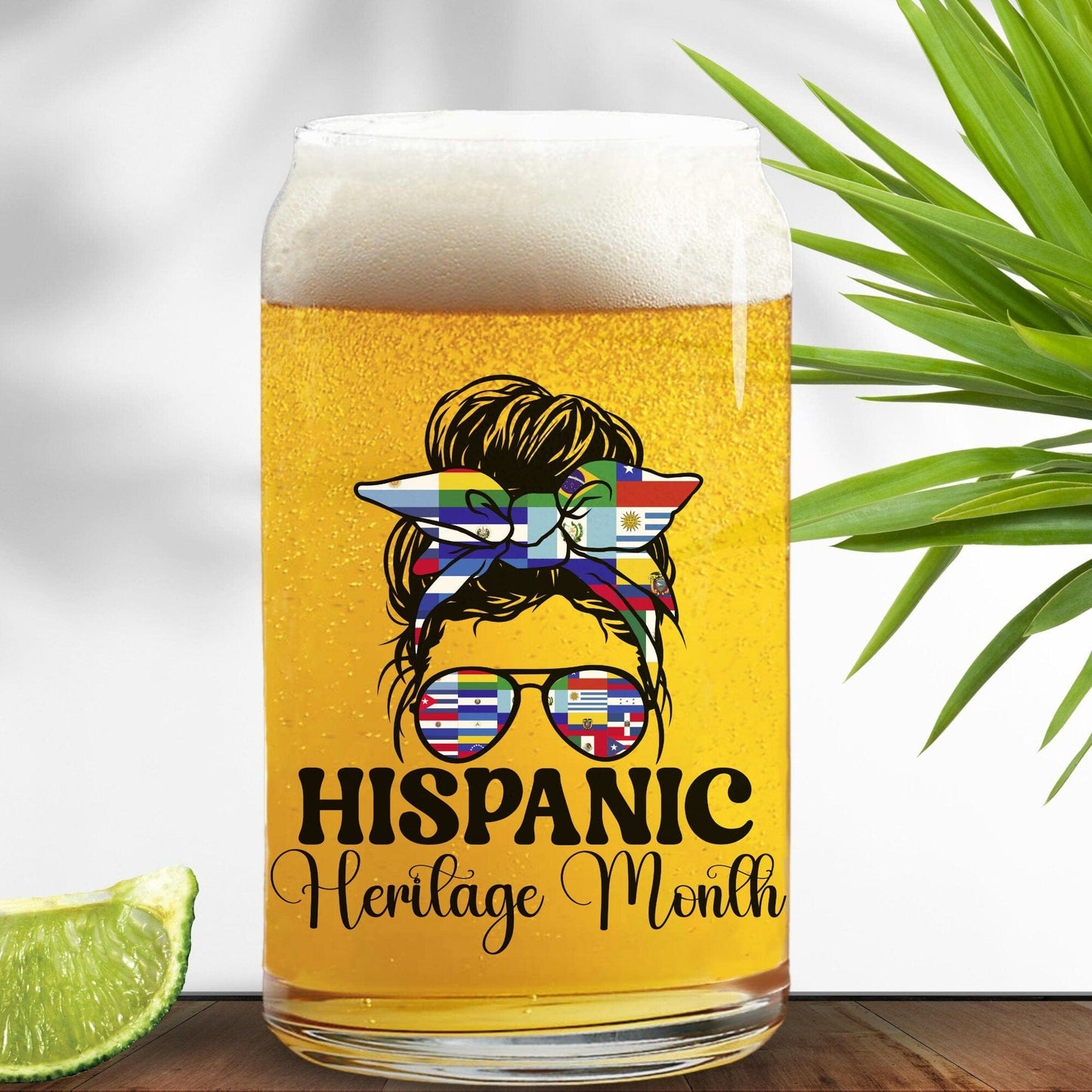 Hispanic Heritage Month Glass Cup, Country Flags Latin America Flags 16oz Tumbler For Iced Coffee Beer Tea Can Cup, Hispanic Strong Women