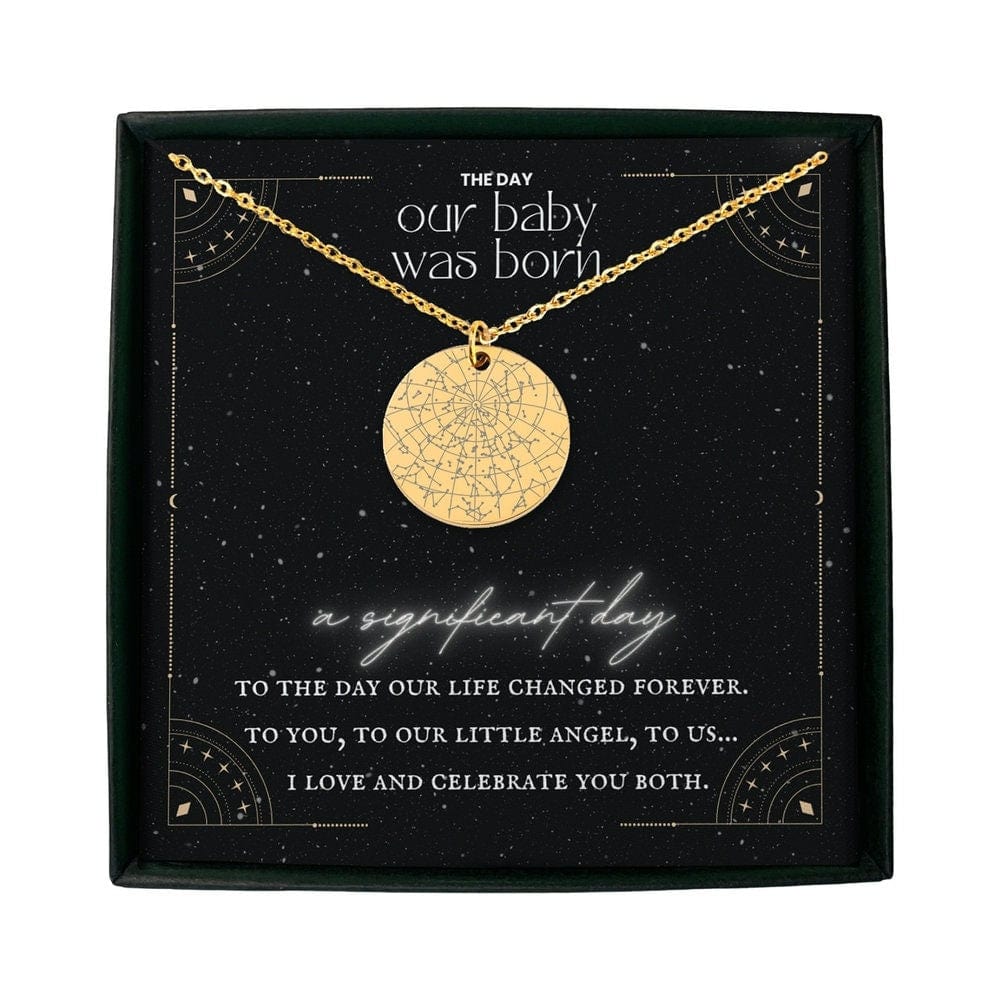 Custom Star Map Necklace, New Born Baby Boy Girl Engraving Gift, Personalized Name Baby Jewelry Message Card, Baby shower Baptism Gift