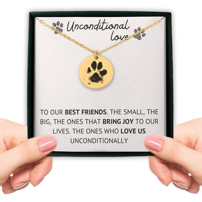 Personalized Paw Print Pets Necklace, Best Friend Dog Mom Engraving Necklace Handmade JewelrySympathy Pet Loss Memorial Jewelry Message Card