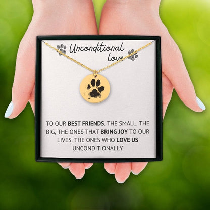 Personalized Paw Print Pets Necklace, Best Friend Dog Mom Engraving Necklace Handmade JewelrySympathy Pet Loss Memorial Jewelry Message Card