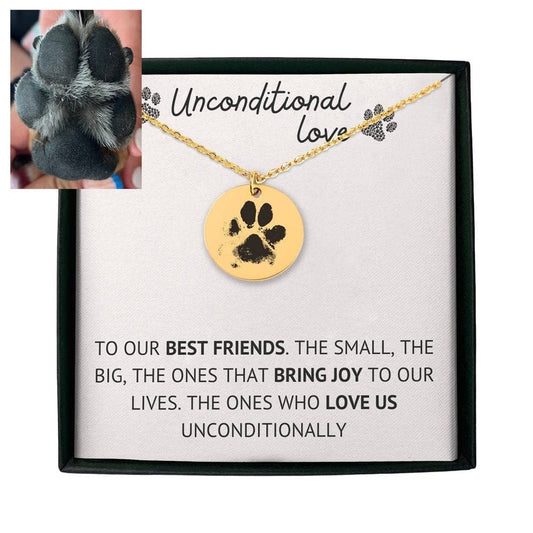 Personalized Paw Print Pets Necklace, Best Friend Dog Mom Engraving Necklace Handmade JewelrySympathy Pet Loss Memorial Jewelry Message Card