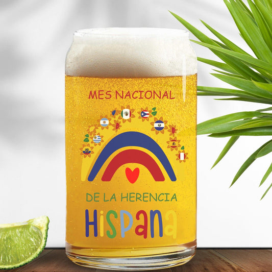 Hispanic Heritage Roots Month Glass Cup, Country Latin America Flags 16oz Tumbler For Iced Coffee Beer, Mes Nacional De La Herencia Hispana