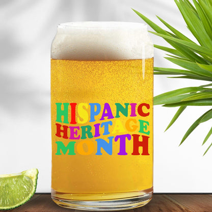 Celebrate Hispanic Heritage Roots Month Glass Cup, Latin America Flags 16oz Glass Tumbler For Iced Coffee Beer, Gift For Hispanic Family