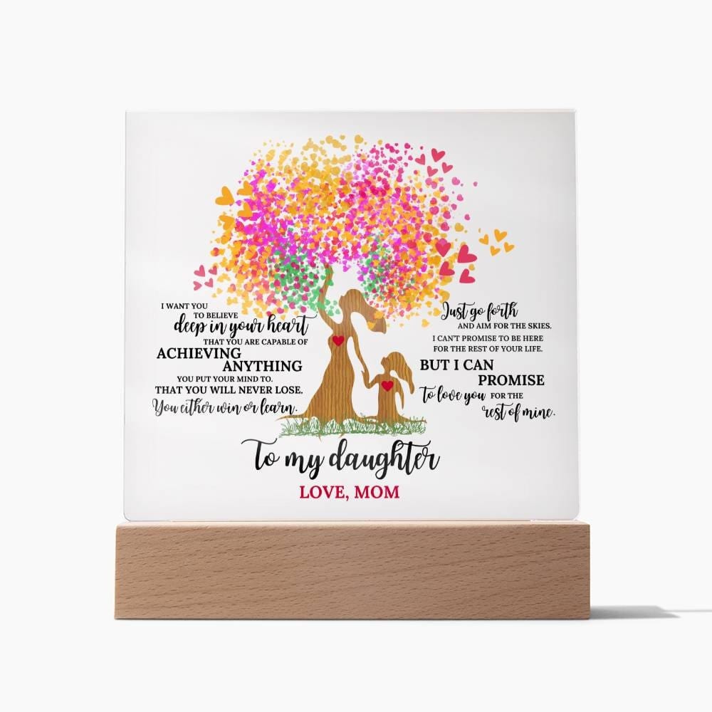 To My Daughter Acrylic Plaque Gift, Mother Daughter Gift, Gift For Daughter,  Night Light Christmas Birthday Sign, Anniversary Gift For Her