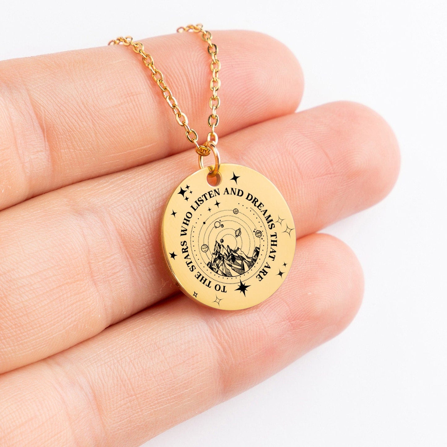 To the Stars Who Listen 18k Gold Gift For Her, Sarah J Maas Inspired Book Era, City of Starlight, Birthday Jewelry Message Besties Card