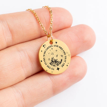 To the Stars Who Listen 18k Gold Gift For Her, Sarah J Maas Inspired Book Era, City of Starlight, Birthday Jewelry Message Besties Card