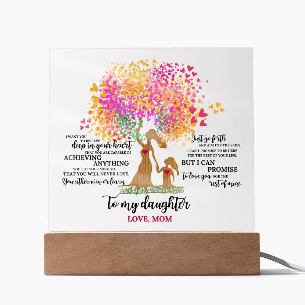 To My Daughter Acrylic Plaque Gift, Mother Daughter Gift, Gift For Daughter,  Night Light Christmas Birthday Sign, Anniversary Gift For Her